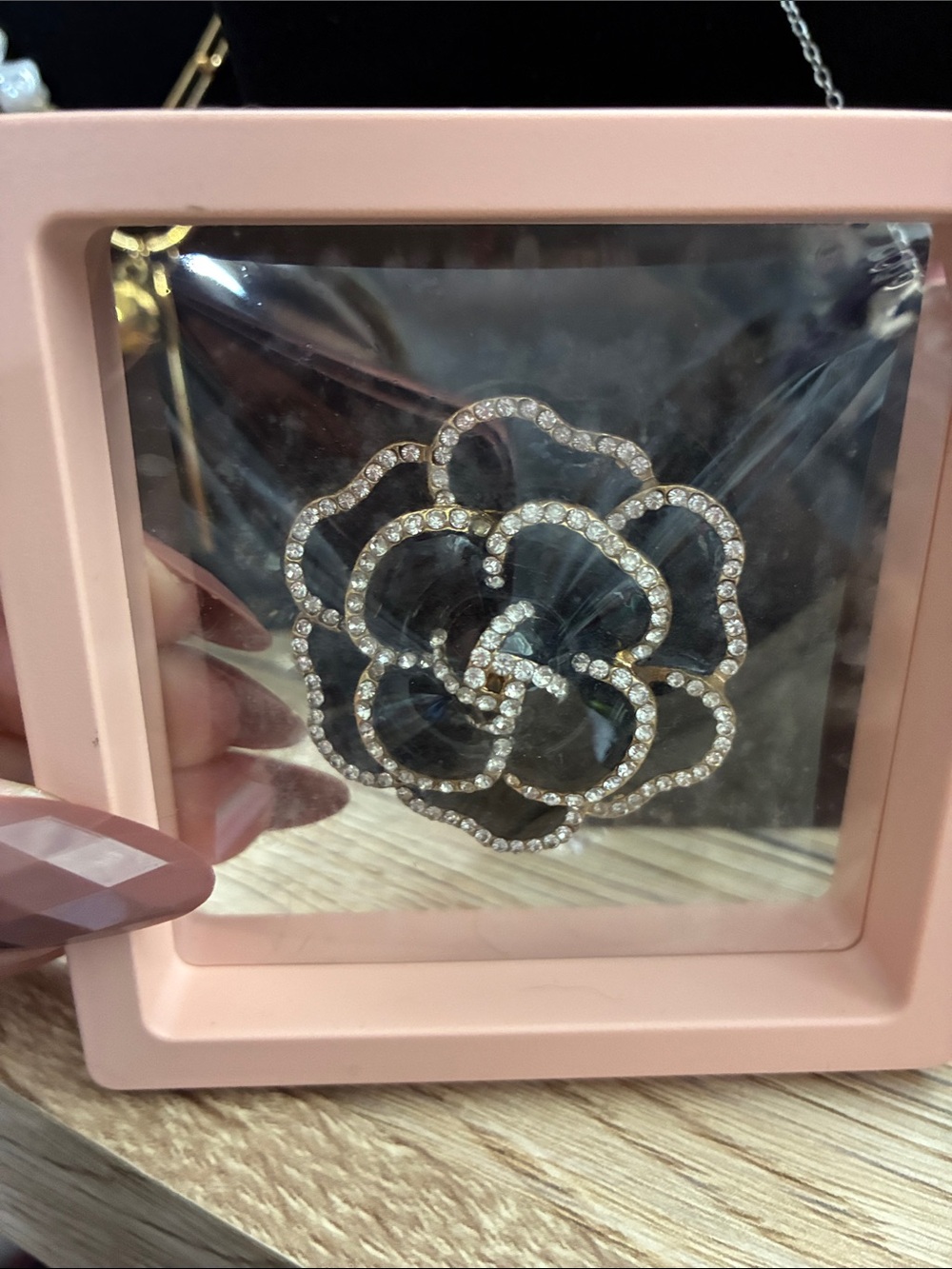 Crystal Flower Brooch Pin - Silver Rhinestone Floral Accent